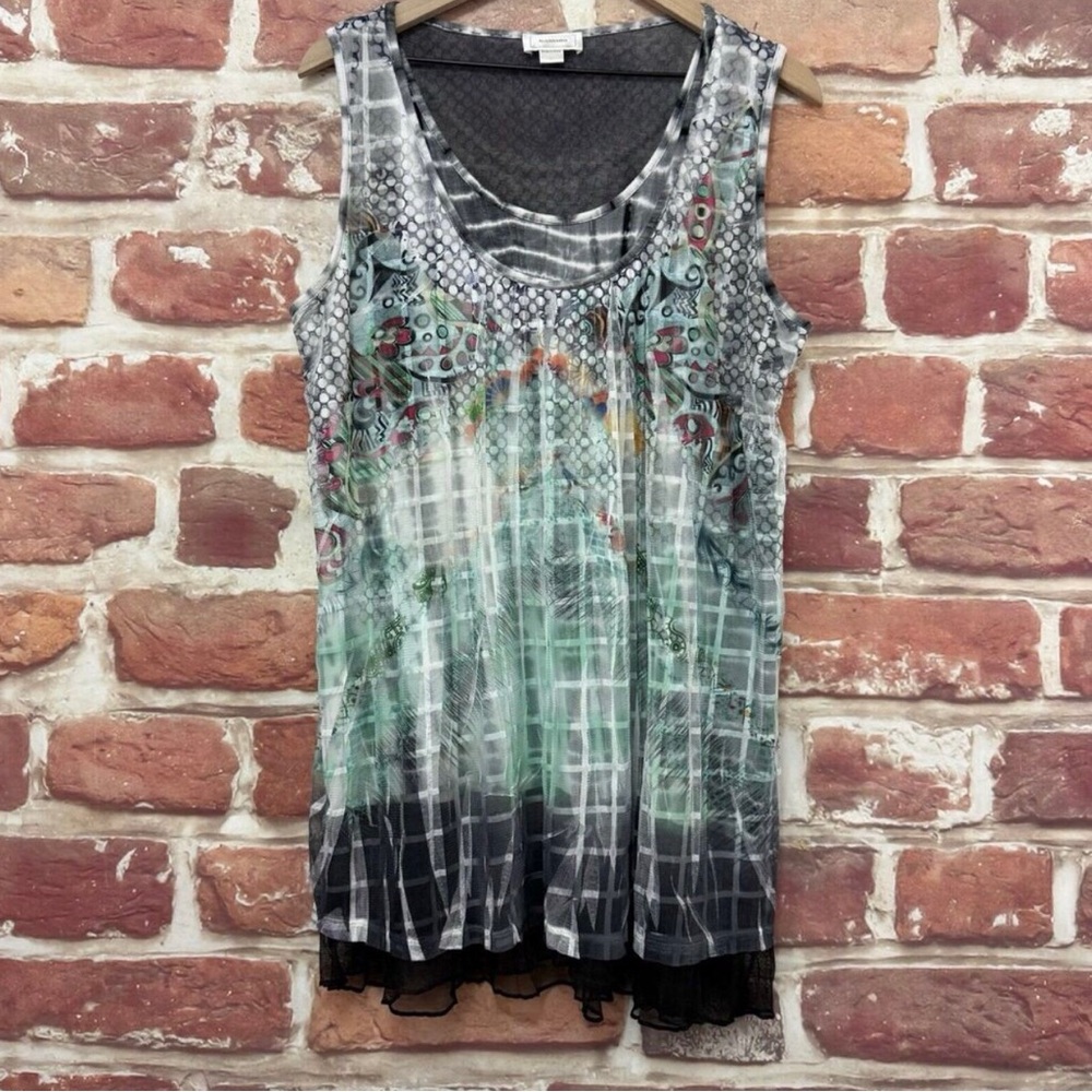 Kamana Top Shirt Womens XL Multicolor Boho Abstract Artsy Art To Wear Tunic Tank